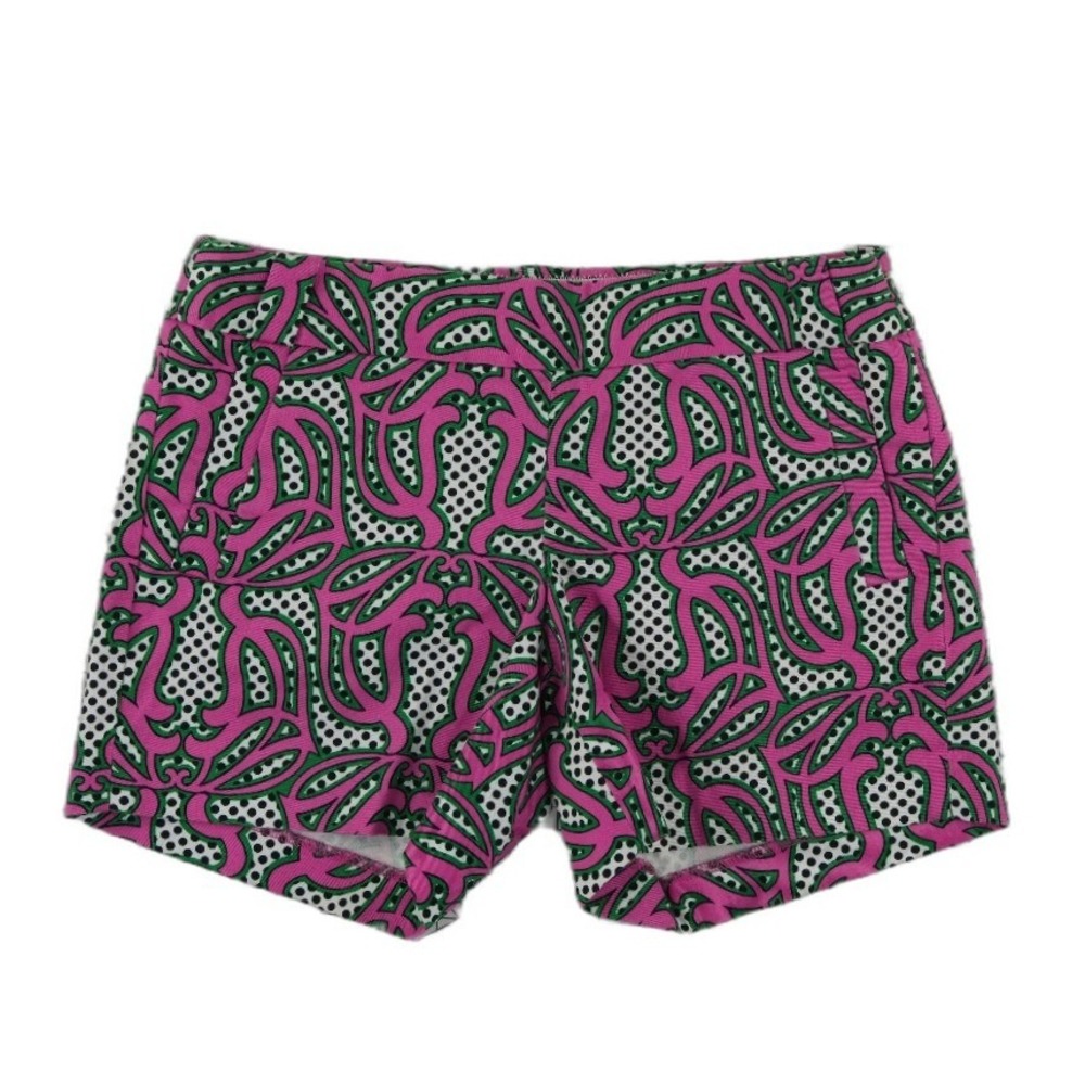 J. Crew City Fit Shorts Women's Size 4 Pink Black Geometric Cotton‎ Stretch